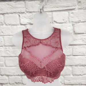 Pink Victoria Secret Rose Color Lace Bralette Size Small